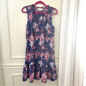 Nicole Miller Floral Sleeveless MIDI Dress With Stretch and Elastic Waist Sz 12